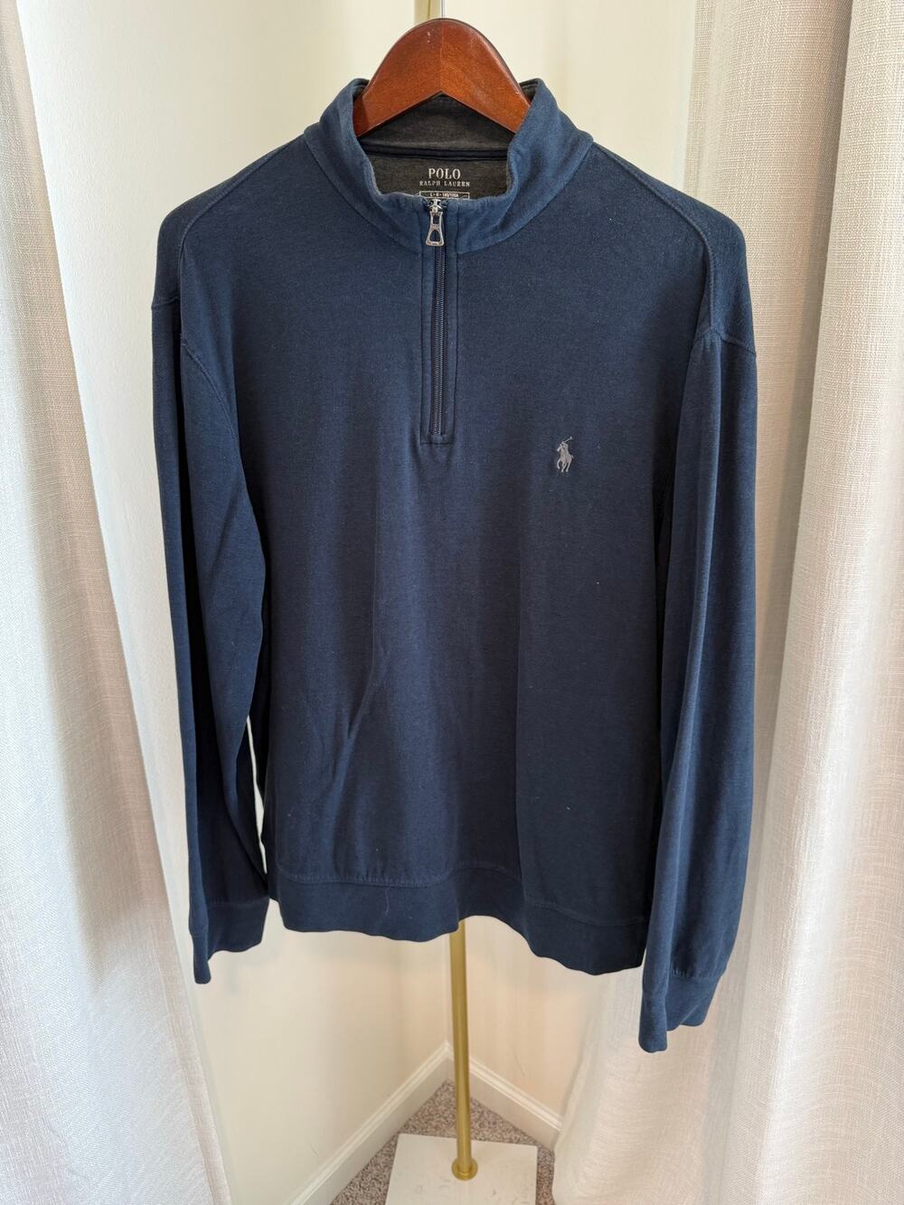 Polo Ralph Lauren Pullover Sweater Men's SZ L Mock Neck Quarter Zip Long Sleeves